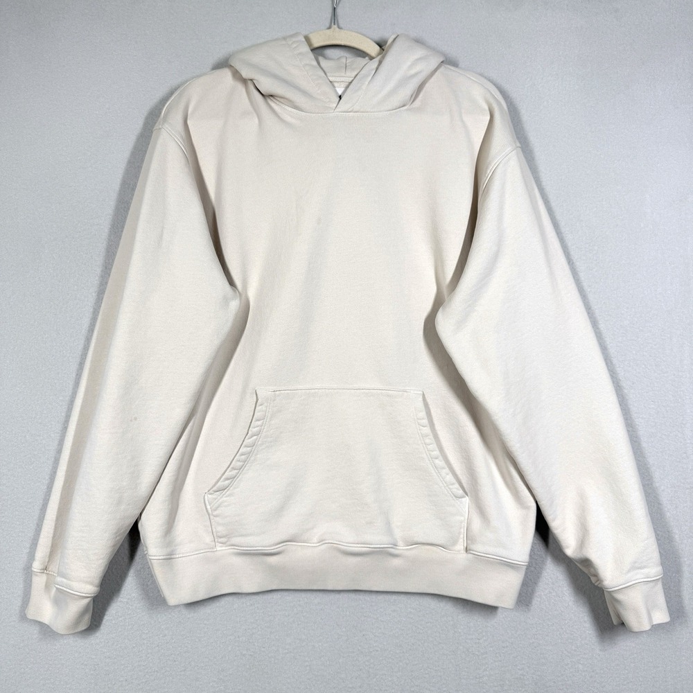 MATE The Label Hoodie Women Medium Organic Cotton Pullover Sweatshirt Cream Hood